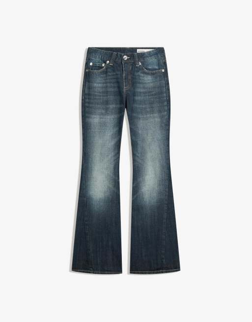 Bershka – Mellanblå, baggy jeans i utsvängd design, 4 av 4