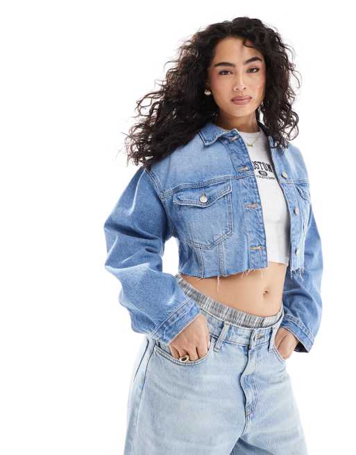 Bershka – Mellanblå, kort jeansjacka