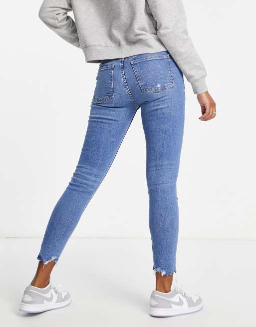 Bershka – Mellanblå skinny jeans med låg midja, 2 av 4