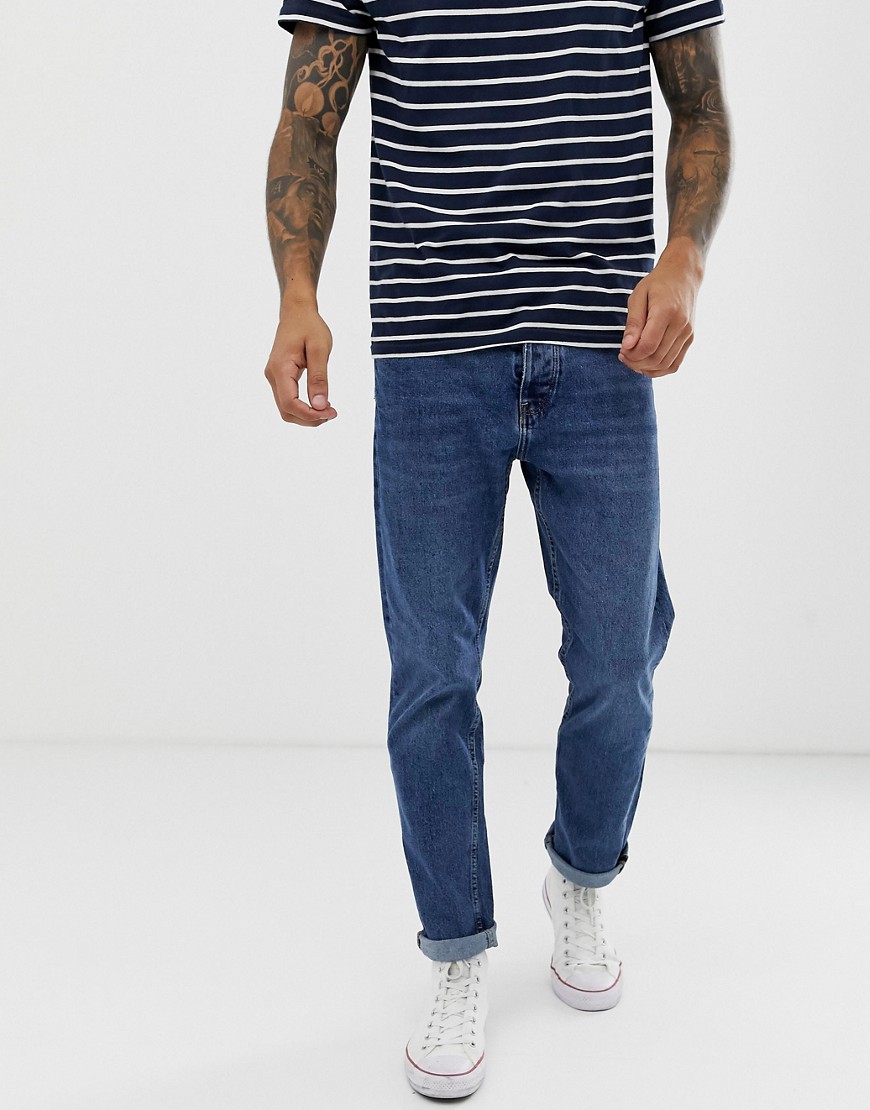 Bershka – Mellanblå slim jeans