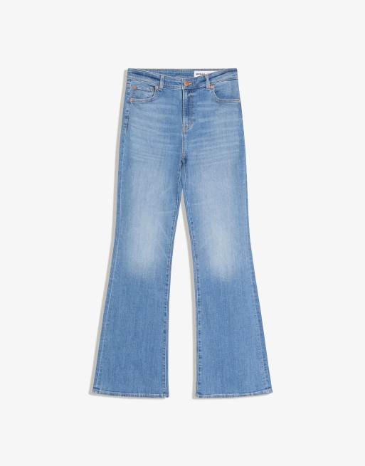 Bershka – Mellanblå utsvängda jeans, 4 av 4