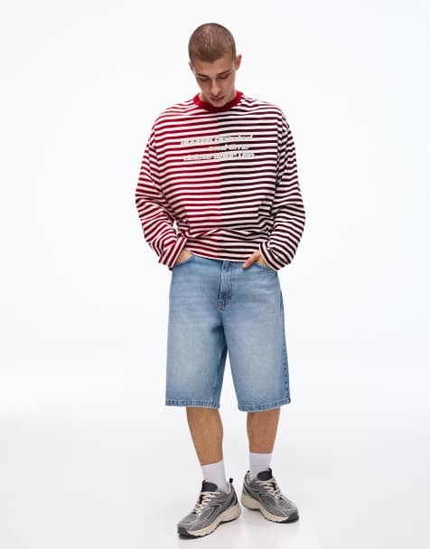 Bershka - Mellemblå baggy bermudashorts i denim - view 1