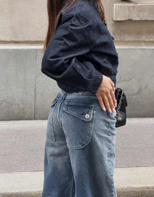 Bershka - Mellemblå ballonjeans med spænde bagpå, 4 af 6