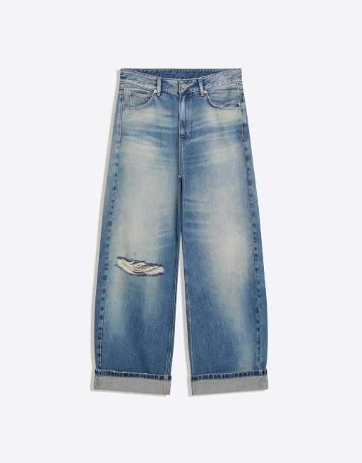 Bershka - Mellemblå ballonjeans med spænde bagpå, 5 af 6