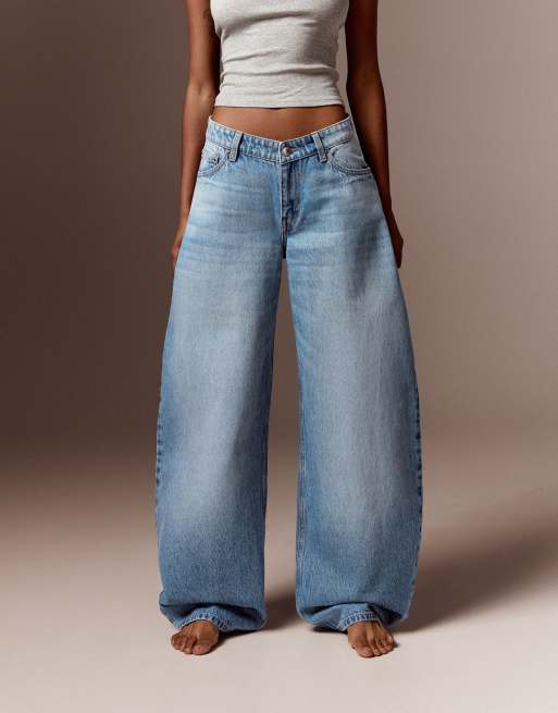 Bershka - Mellemblå højtaljede jeans med tøndeformede ben, 2 af 5