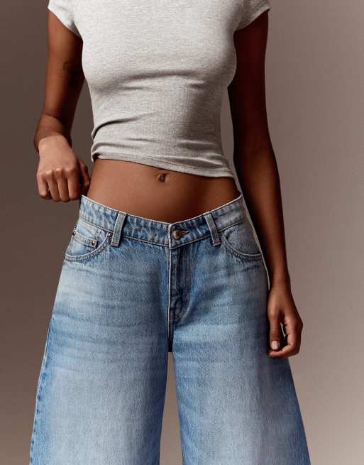 Bershka - Mellemblå højtaljede jeans med tøndeformede ben, 3 af 5