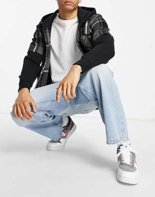 Bershka - Mellemblå jeans med ben med vidde i ballon-pasform, 4 af 4