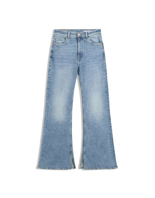 Bershka - Mellemblå jeans med svaj og slidser i benene, 4 af 4