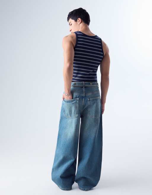 Bershka - Mellemblå posede jeans med vide ben, 3 af 3