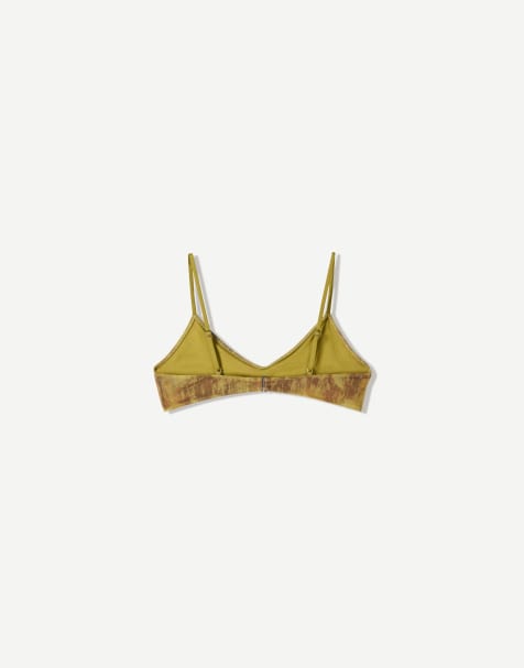 Bershka mesh bikini top in green - view 1