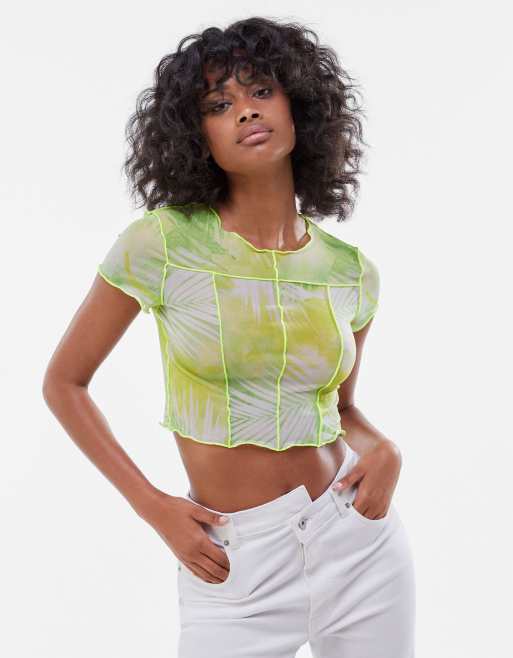 Lime green hot sale mesh crop top