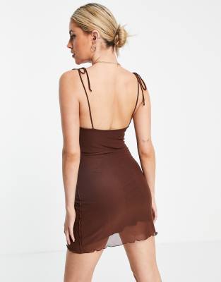 brown bershka dress