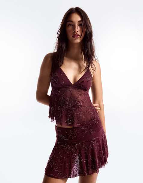 Bershka - Mesh-top med stropper og rhinsten - view 1
