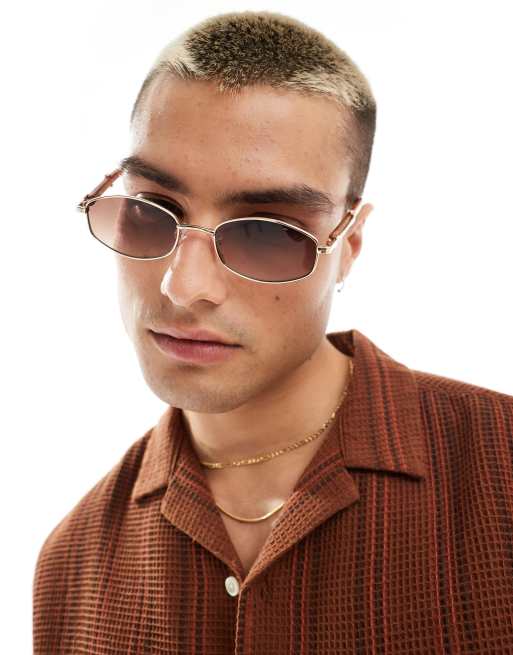 Bershka metal frame sunglasses in gold