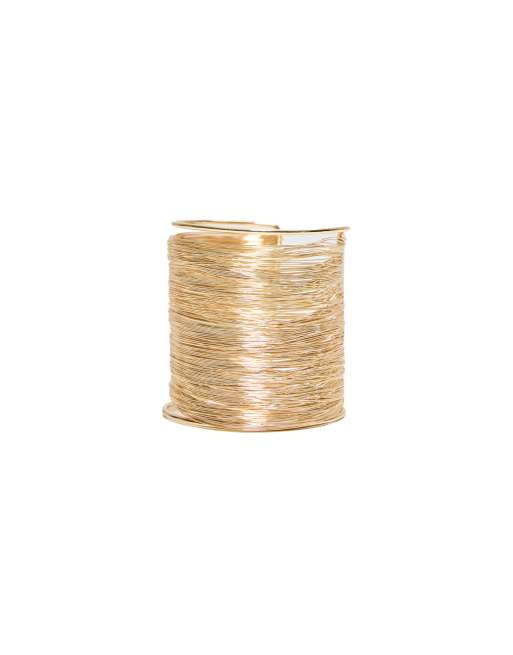Bershka Metallic thread rigid bracelet in gold, 5 of 5