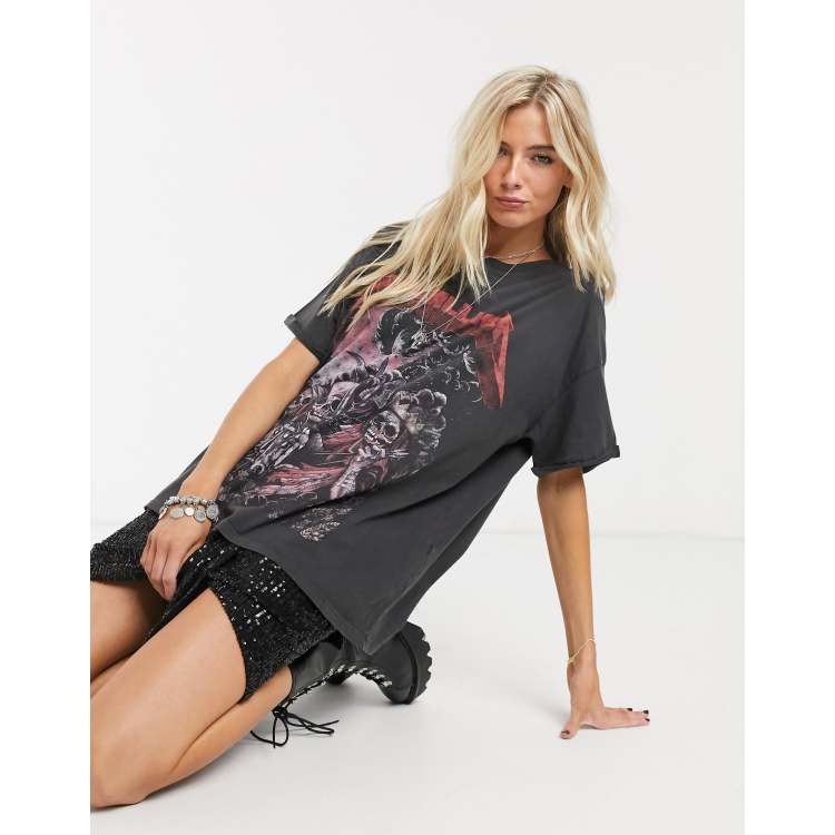 Bershka Metallica tee in black