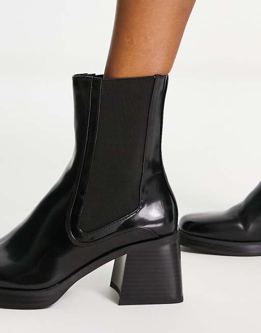 spontaan Wegversperring pak Bershka mid heel chelsea boots in black | ASOS