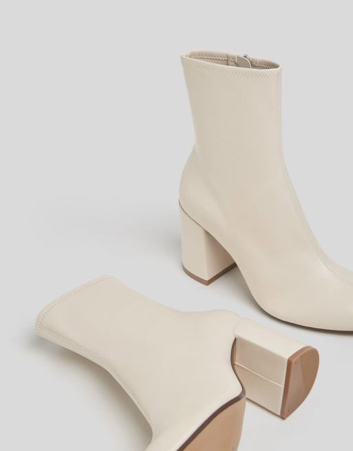 Cream heeled store ankle boots