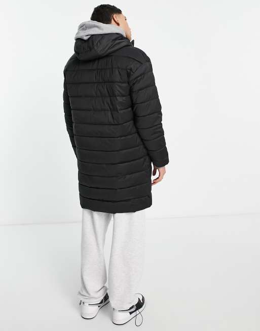 Bershka puffer jacket in longer length in black best sale