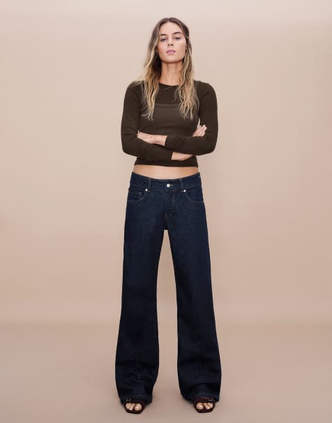 Bershka Mid-waist straight jeans in blue - view 1
