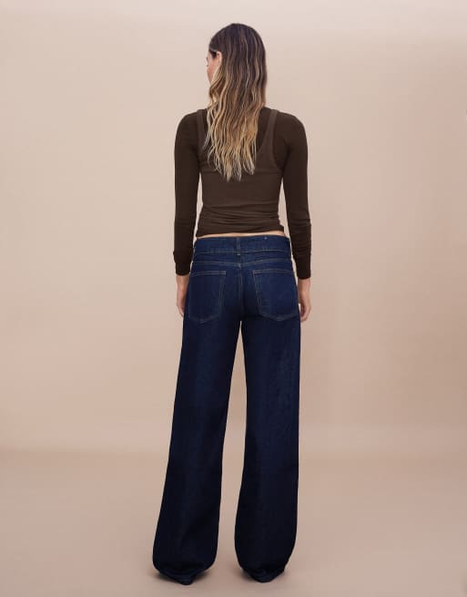Bershka Mid-waist straight jeans in blue, 3 of 5
