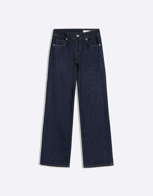Bershka Mid-waist straight jeans in blue, 5 of 5