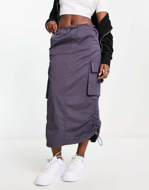 Bershka midi cargo skirt in dark grey ClassicfuncenterShops