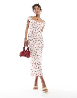 Bershka midi dress in paper white