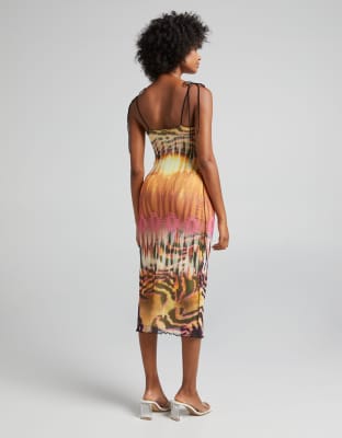 bershka printed midi dress