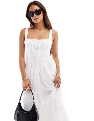 bershka white maxi dress Bershka Maxi dress - white - (Pre-owned)