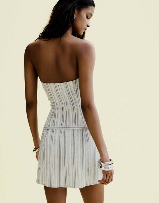 Bershka - Mini bandeau-jurk in lichtblauw, 4 van 4