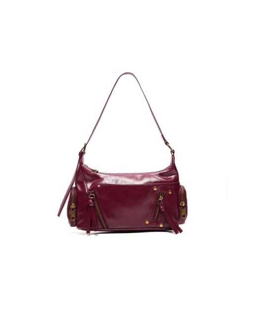 Bershka mini borsa con zip bordeaux, 5 di 5