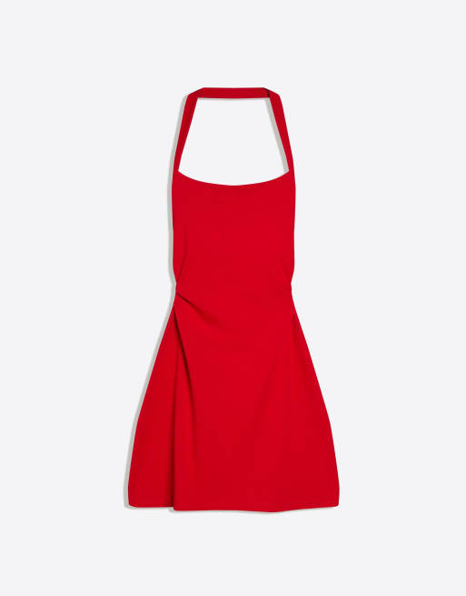 Bershka Mini halter neck dress in red, 5 of 6
