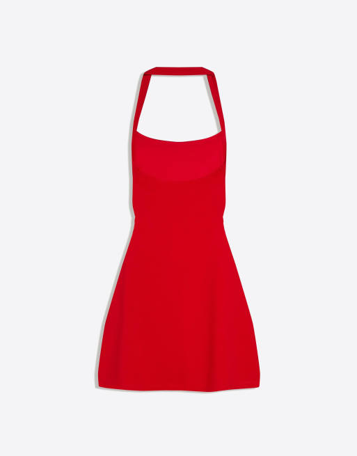 Bershka Mini halter neck dress in red, 6 of 6