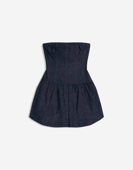 Bershka – Mini-Jeanskleid in Blau mit Ballonsaum, 3 von 4