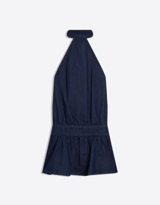 Mini-Jeanskleid in Mittelblau Blau L