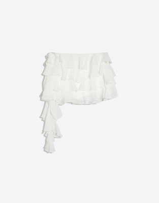 Mini-jupe à volants - Blanc XS