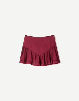 Bershka - Mini-jupe texturée - Bordeaux-Rouge