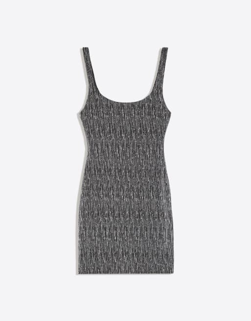 Bershka mini-jurk met bandjes van metallic draad in zilver, 5 van 5