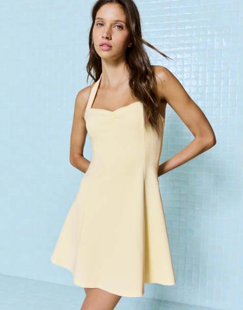 Bershka - Mini jurk met halternek in geel - view 1
