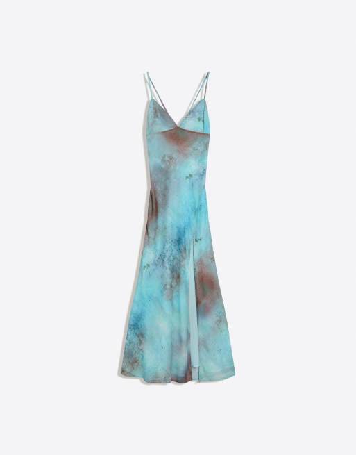 Bershka - Mini jurk met print in blauw, 4 van 4