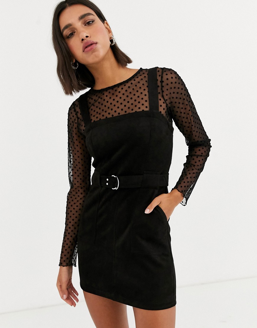 Bershka - Mini-jurk met riem in zwart