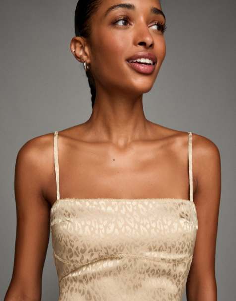 Bershka - Mini-jurk van jacquard in beige/goud - view 1