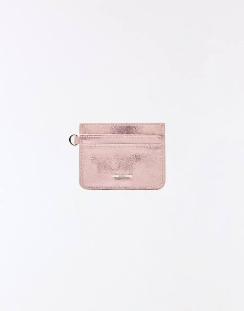 Bershka Mini leather effect card holder in pink - view 1