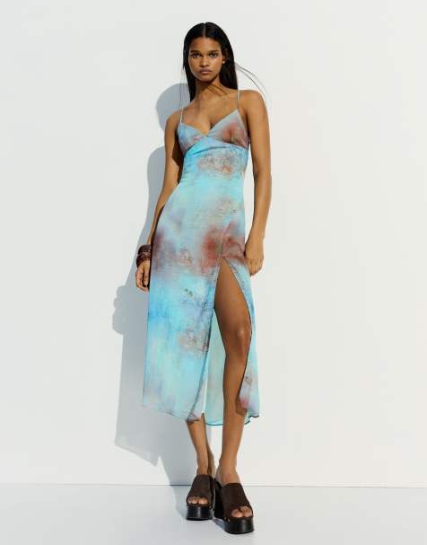 Bershka Mini print dress in blue - view 1