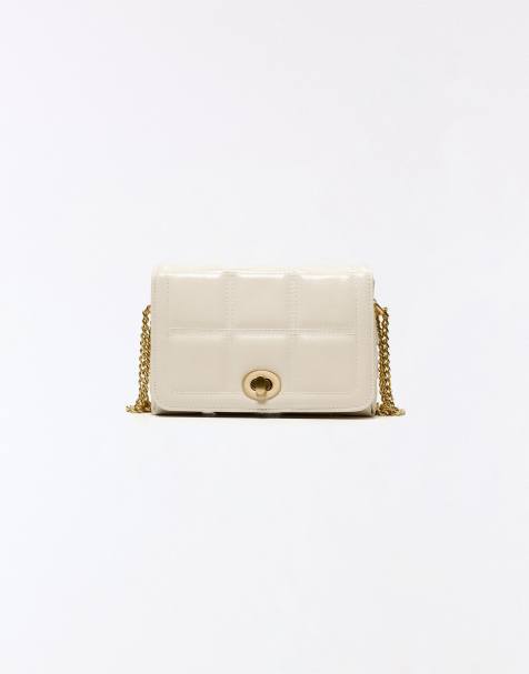 Bershka Mini quilted leather effect bag in ecru - view 1