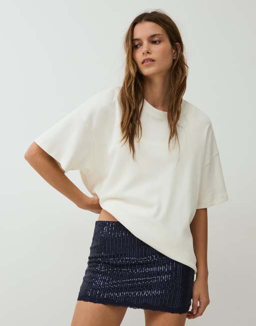 Bershka - Mini rok met lovertjes in blauw, 3 van 4