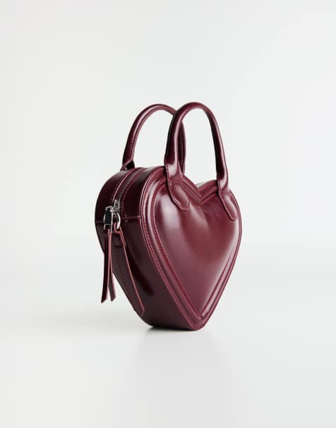 Bershka - Mini-sac à main cœur - Bordeaux - view 1
