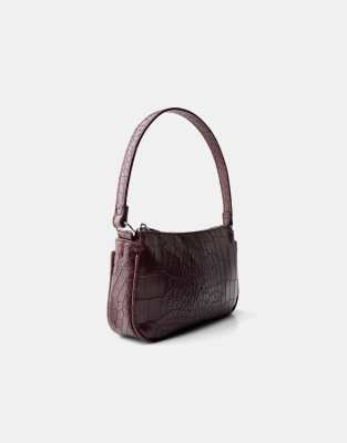 Bershka - Mini sac en similicuir - Bordeaux-Rouge