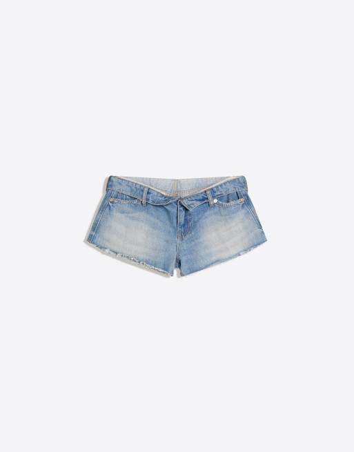 Bershka - Mini-short avec taille rabattue - Bleu moyen, 4 de 4